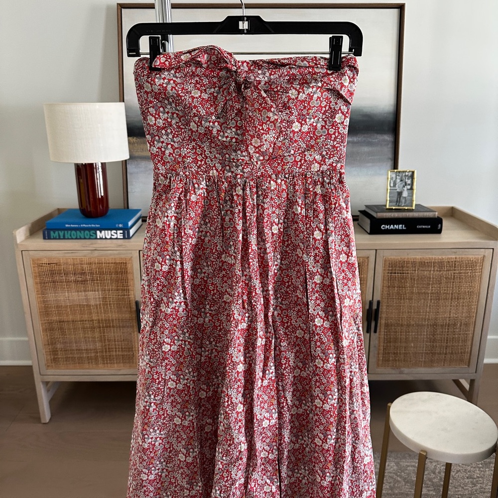 J.Crew Floral Red Strapless Dress - Never Worn!